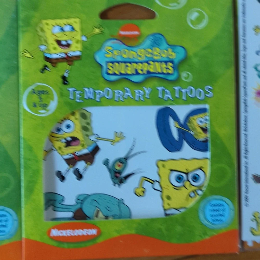 🆕 6 sheets SpongeBob variety temporary tattoos